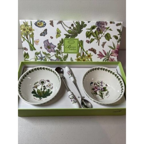 Vintage PORTMEIRION Hostess Botanic Garden, 5 pc Tray, 2 bowls & spoons England - Picture 2 of 10